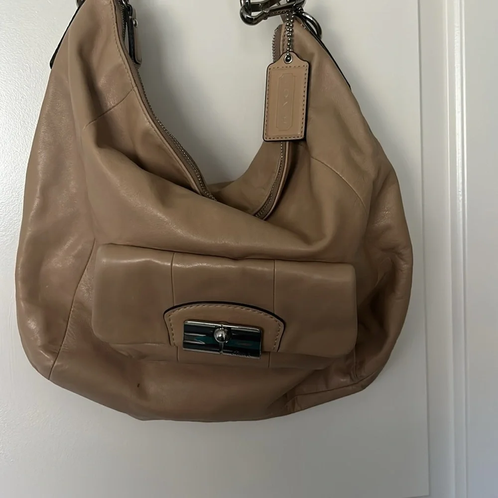 COACH Kristin Leather Crossbody Beige Convertible Shoulder Bag 14769